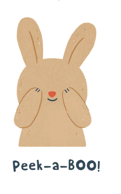 Bunny playing peek-a-boo, covering her eyes with her paws